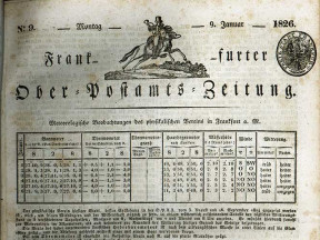 Erster Wetterbericht des Physikalischen Vereins, abgedruckt in der Frankfurter Oberpostamtszeitung v. 9. Januar 1826