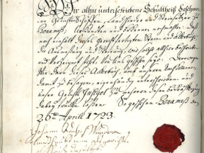 Ratifizierung des Steinbuches von Bonames, 26. April 1723
