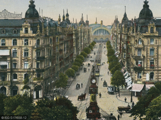 Kaiserstraße mit Blickrichtung Hauptbahnhof um 1910