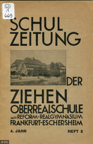 Titelseite der „Schulzeitung der Ziehen-Oberrealschule“ 1932